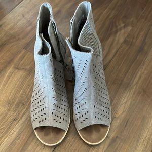 Toms Gray Perforated Open-Toe Ankle Booties